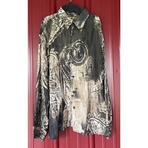 Yashi Yamamuri Shirt Terzo Millennio Abstract Dress Seta Button Up Italian‎ XXXL
